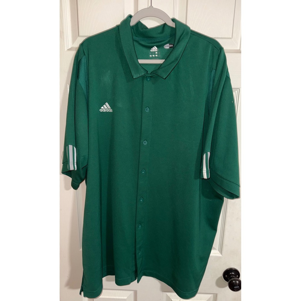 Adidas ClimaCool‎ Mens Green Short Sleeve Button Up Shirt Golf Athletic Size XXL